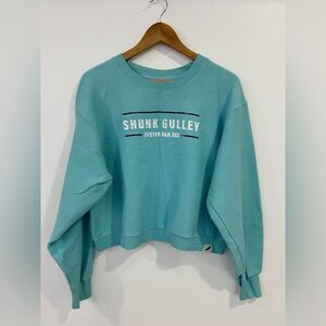 Unwind by League Solid Seaglass Long Sleeve Cropped Sweatshirt Size Small